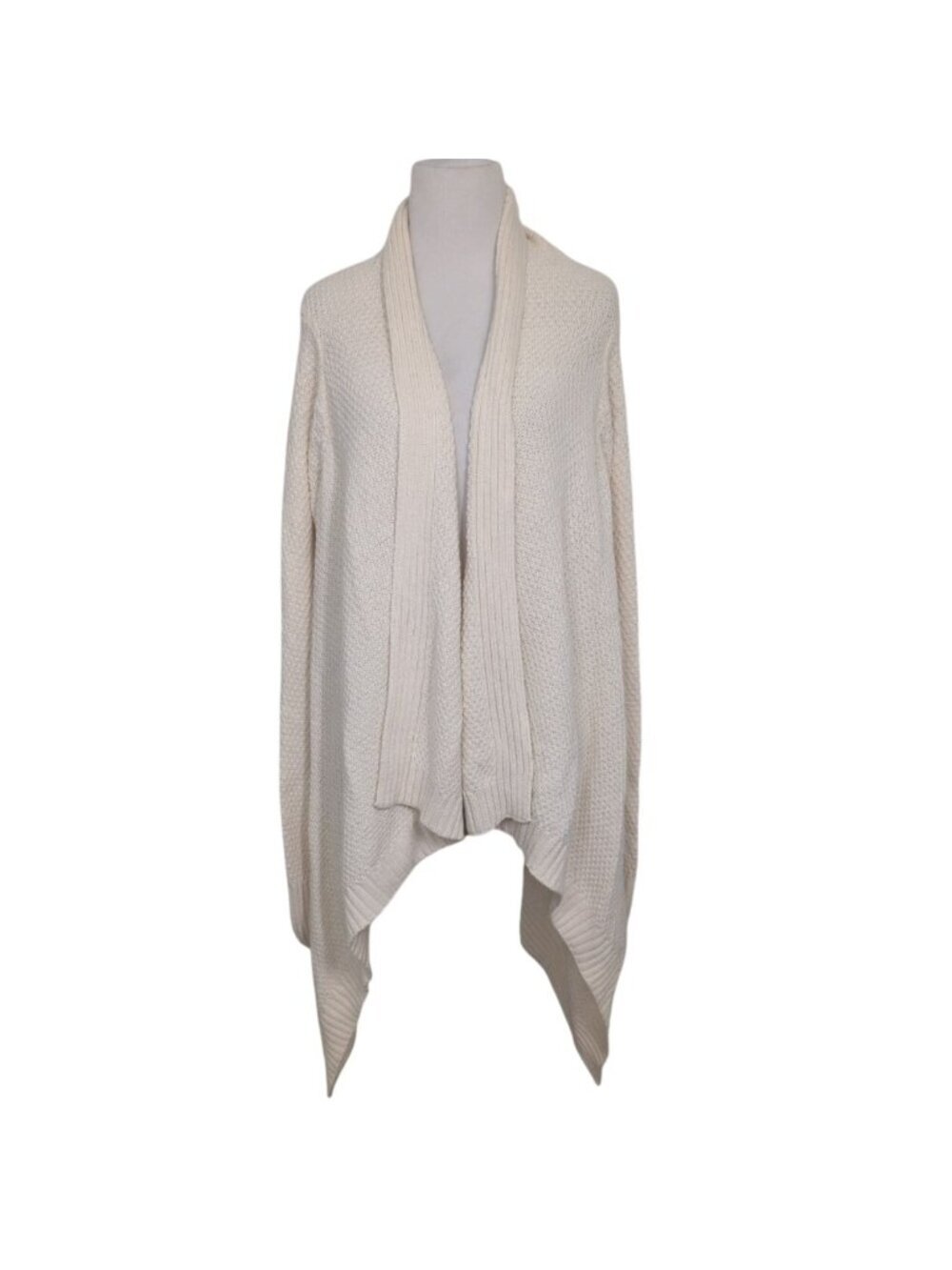 Talbots Chunky Knit Draped Cardigan Womens Size Large Cream Textured Minimalist